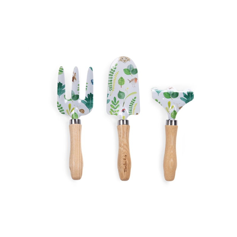 Barnleksak - Moulin Roty- Trädgårdsredskap för barn - Set med 3 delar