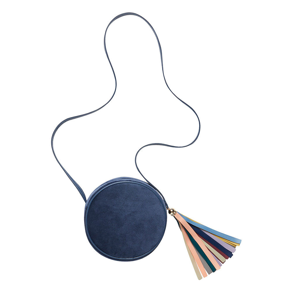 Mimi & Lula Rund axelväska i velour – Navy
