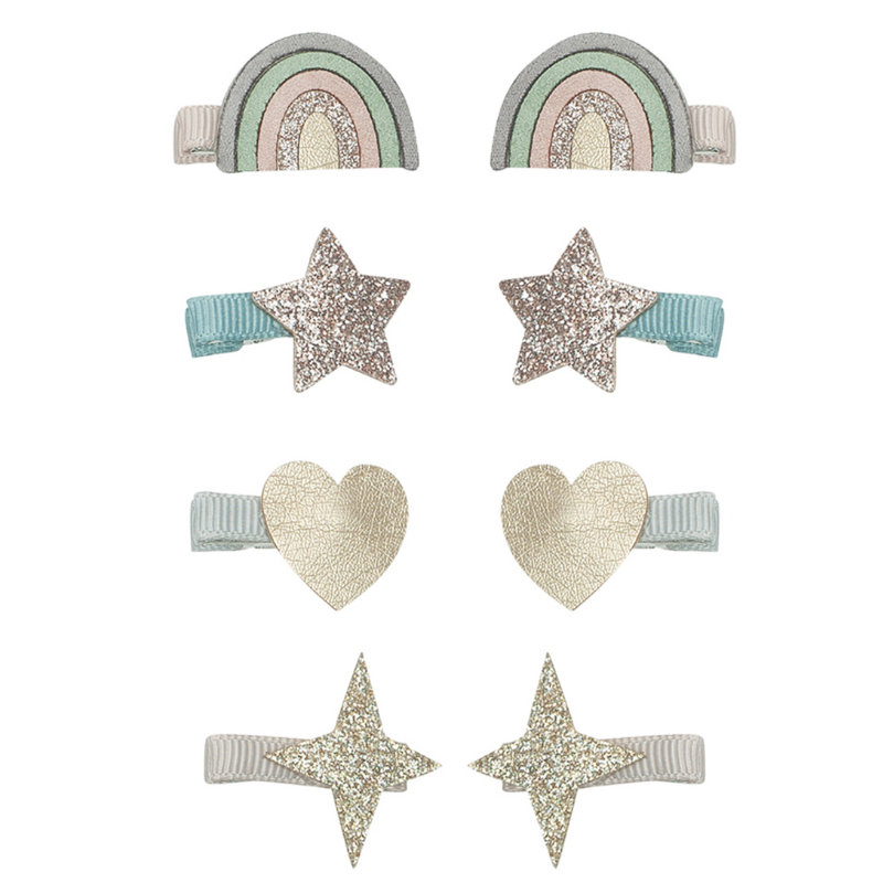 Barnaccessoarer - Mimi & Lula - 8 hårclips - regnbågsdrömmar