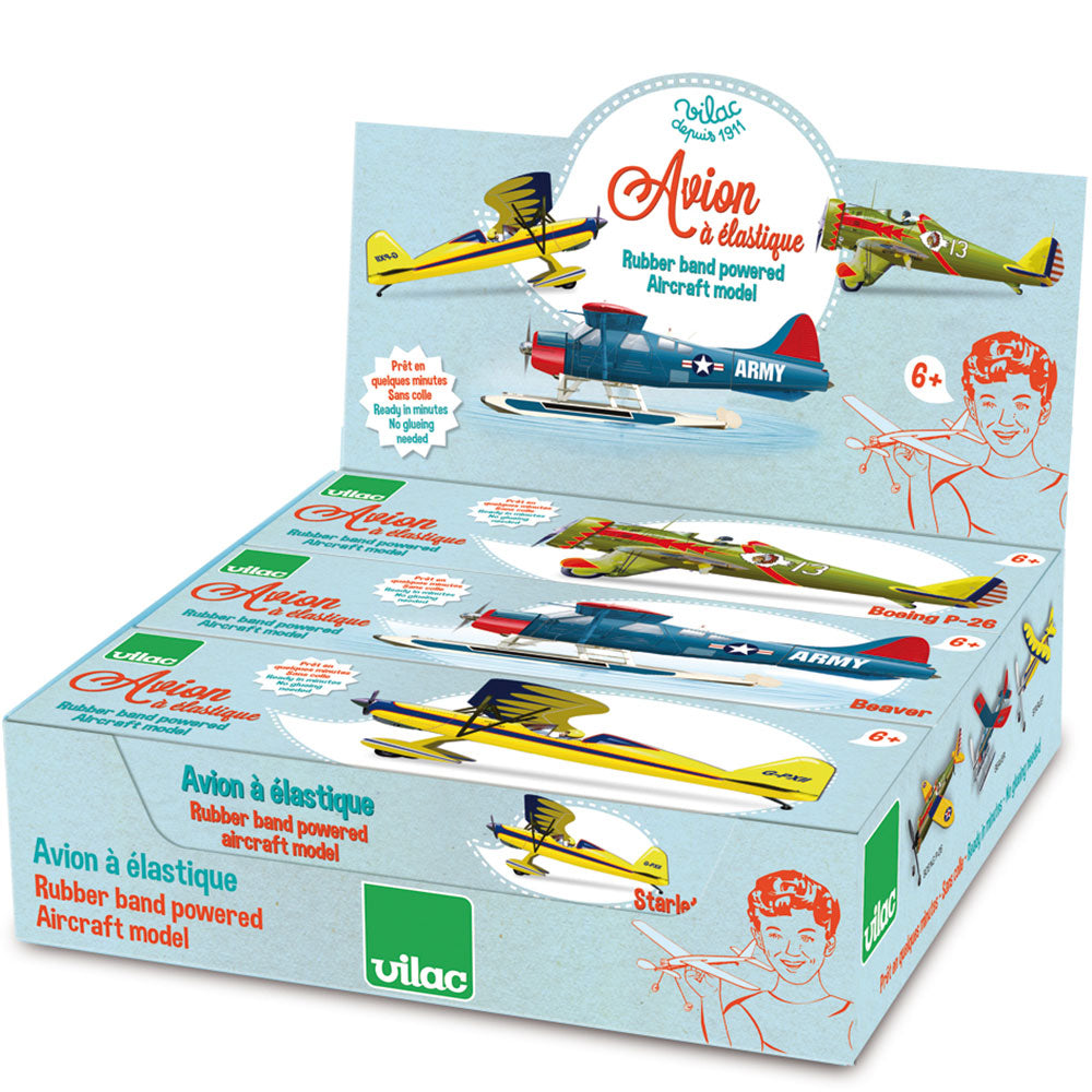 Vilac Flygplan med gummibandsmotor – assorterade färger