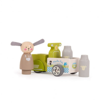 Moulin Roty Dockhusfigur – Albert med mjölkcykel