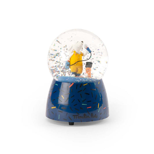 Moulin Roty Snöglob med speldosa – Hunden Pilou – Puce & Pilou