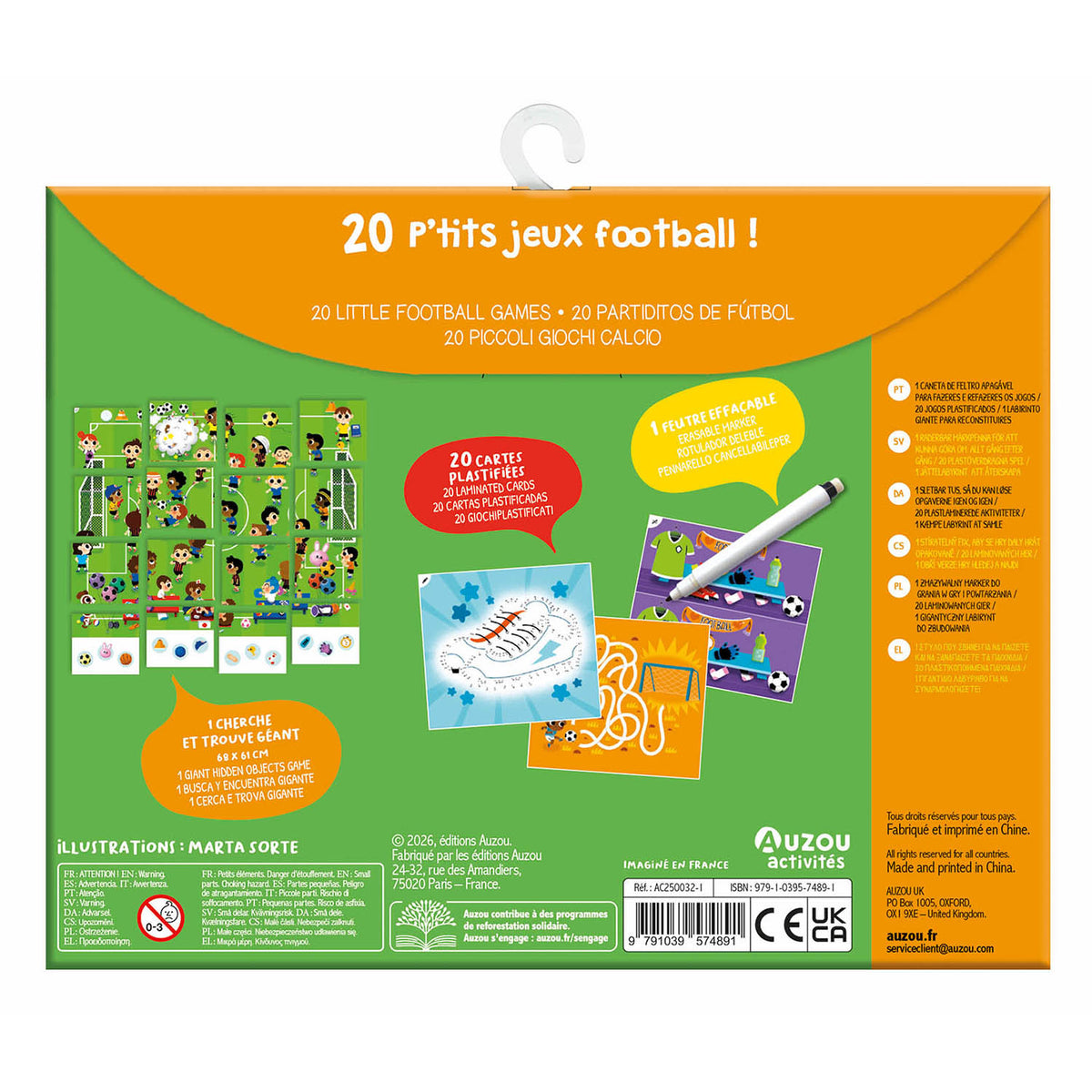 Auzou Aktivitetskort – 20 uppgifter – Fotboll