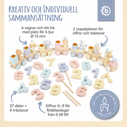 Bieco Födelsedagståg Candy i Trä med 6 Ljus