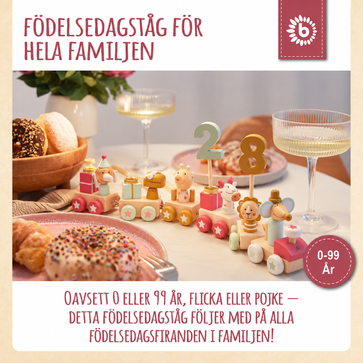 Bieco Födelsedagståg Berry i Trä 0–99 år