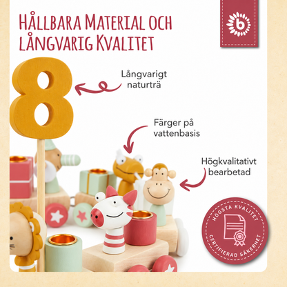 Bieco Födelsedagståg Berry i Trä med 6 Ljus