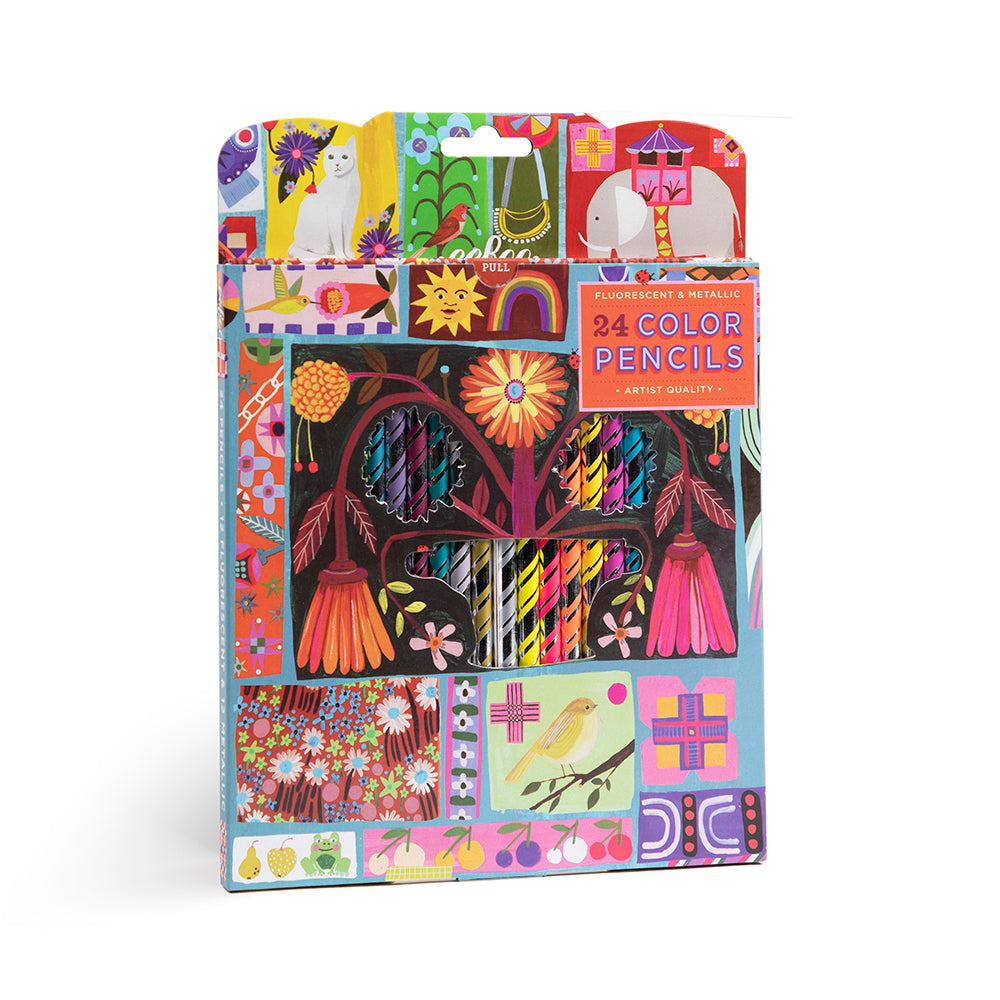 eeBoo 24 färgpennor – Dutch Quilt Sampler – Neon/metallic