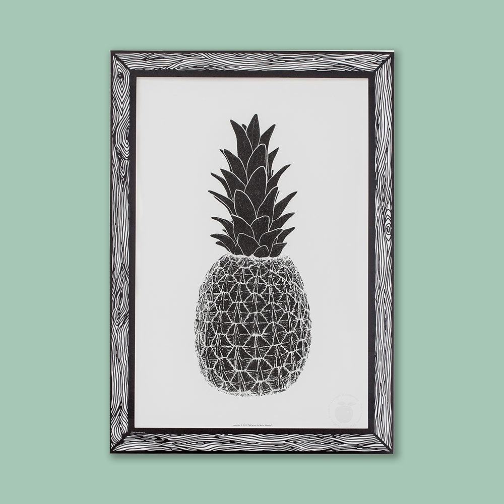 Marke Newton A3 Print - Black Piña Pineapple