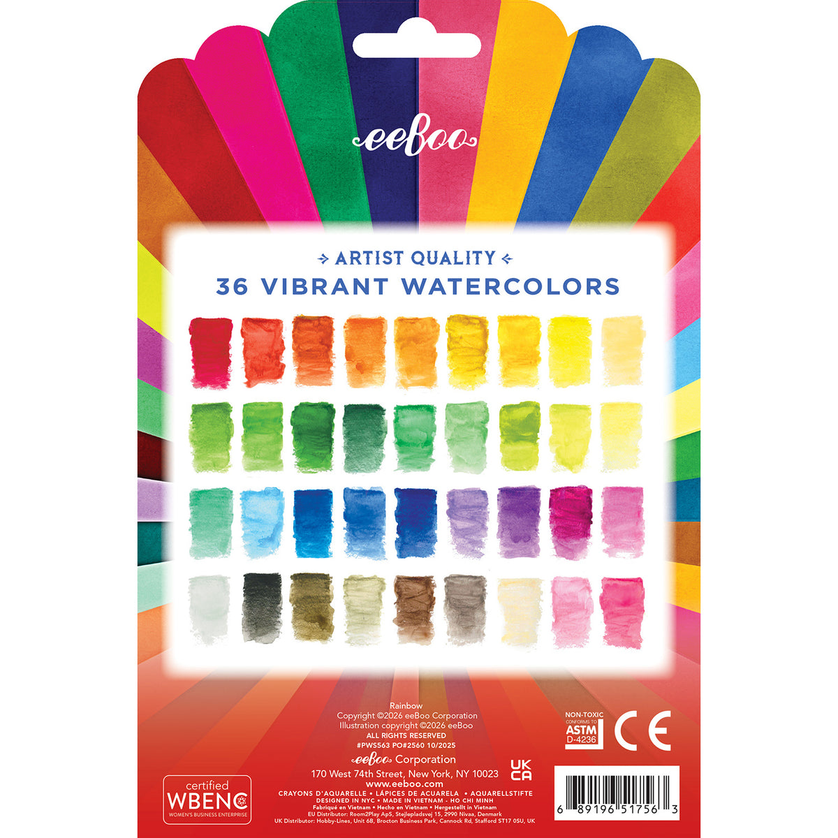 eeBoo 18 dobbelte akvarel farveblyanter - Rainbow