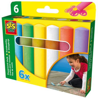 SES Creative Gadekridt - 6 stk farvede