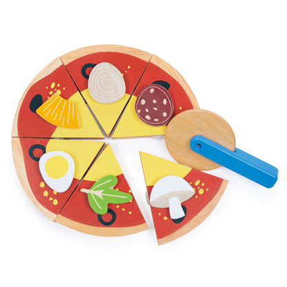 Mentari Pizza i trä med toppings
