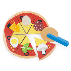 Mentari Pizza i trä med toppings