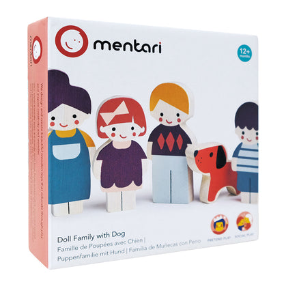 Mentari Dockhusfigurer – Familj med hund
