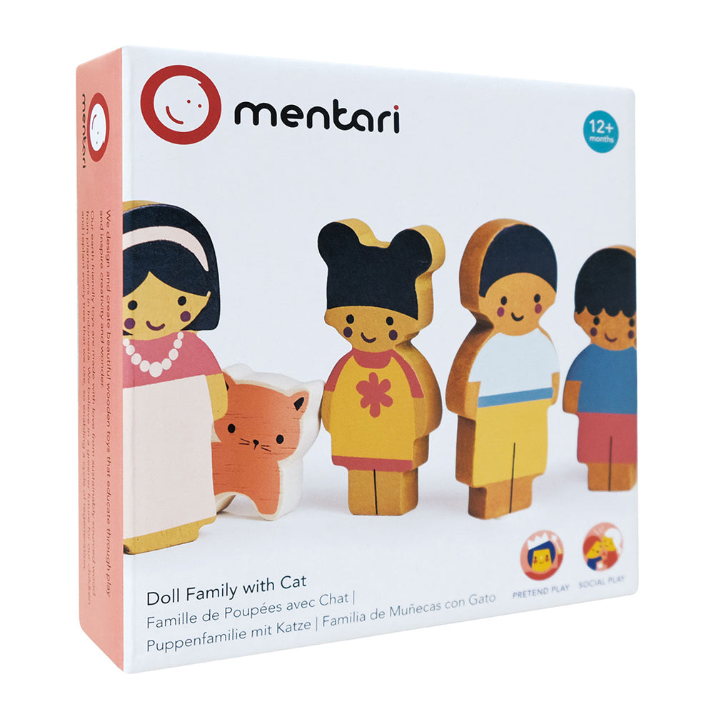 Mentari Dukkehusfigurer – Familj med katt